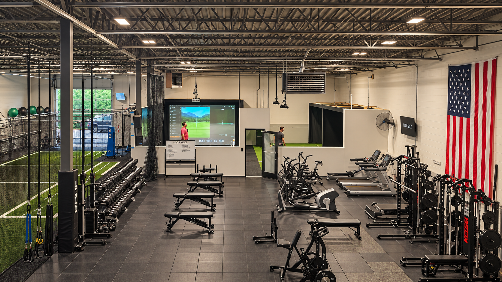 Ethos Human Performance training space with Lock Golf simulator